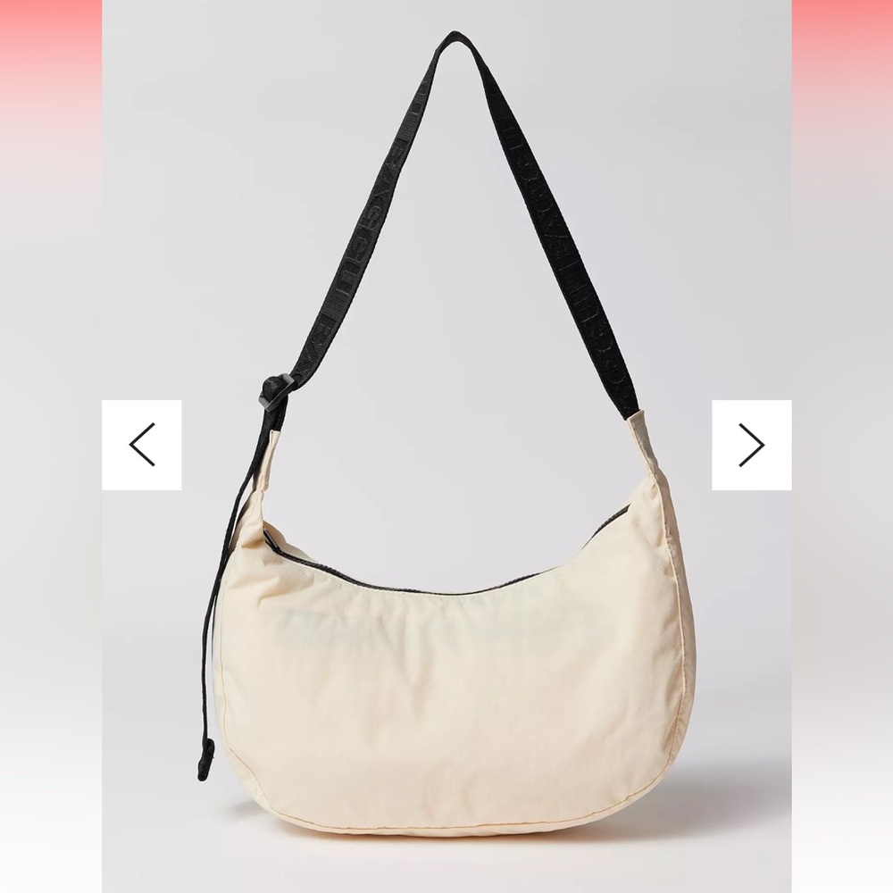 BAGGU Medium Nylon Crescent Bag in Ivory